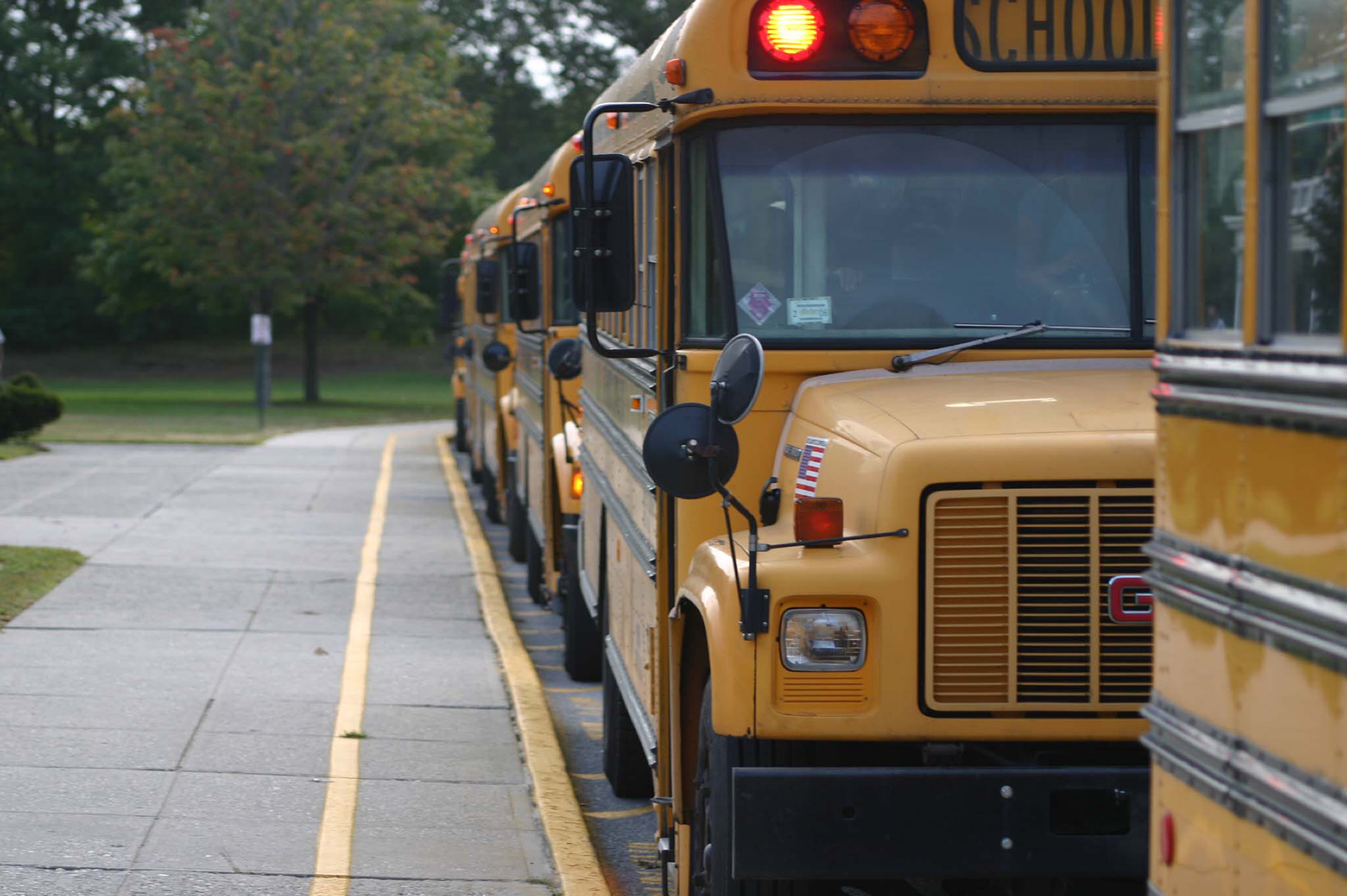 busses lined up before school